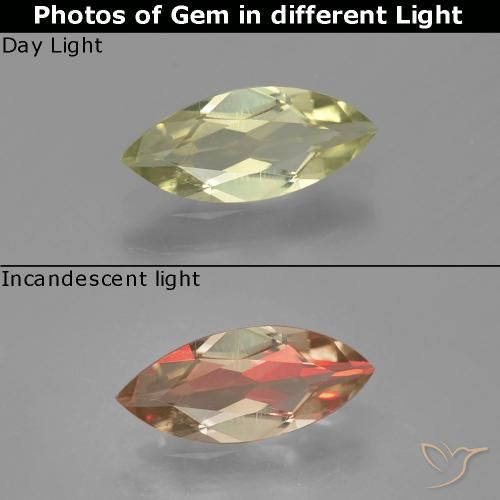 0.93ct 자연스러운 매우 밝은 노란색 색상 변화 디아스포어, 보석, VS