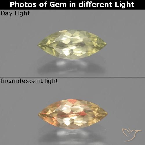 0.98ct 자연스러운 연노랑 색상 변화 디아스포어, 보석, VS