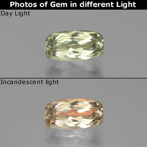 1.64캐럿 천연 그린에서 핑크 컬러체인지 디아스포어, 쿠션 컷, 9.6×5.1 mm, VVS-VS