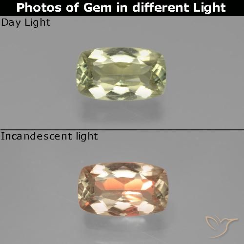 1.19ct 자연스러운 연노랑 색상 변화 디아스포어, 방석, VVS-VS