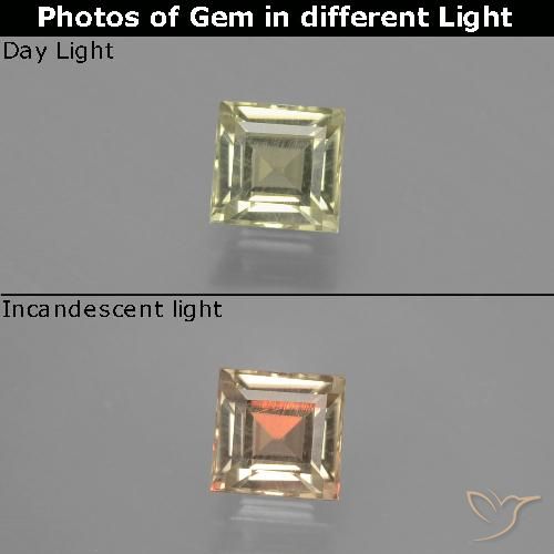 0.83ct 자연스러운 매우 옅은 노란색 색상 변화 디아스포어, 정사각형, VVS-VS
