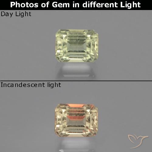 0.92ct 자연스러운 매우 옅은 노란색 색상 변화 디아스포어, 에메랄드 컷, VVS-VS