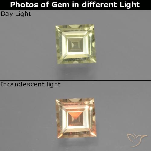 0.81ct 자연스러운 매우 밝은 노란색 색상 변화 디아스포어, 정사각형, VS