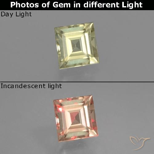 0.55ct 자연스러운 연노랑 색상 변화 디아스포어, 정사각형, VVS-VS