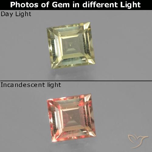 0.78ct 자연스러운 연노랑 색상 변화 디아스포어, 정사각형, VVS-VS