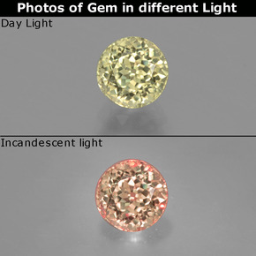 0.74캐럿 천연 그린/핑크 컬러체인지 디아스포어, 라운드 컷, 5.14 mm, VVS-VS