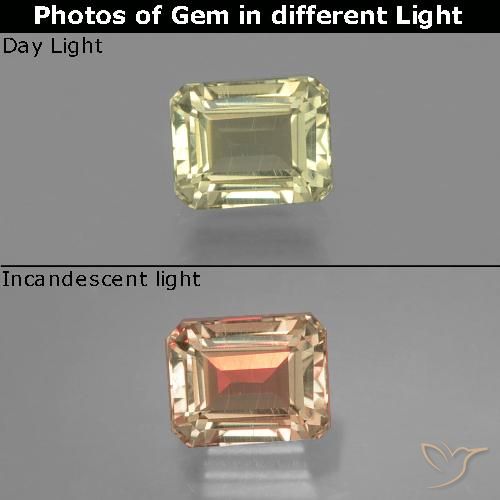 0.94ct 자연스러운 매우 밝은 노란색 색상 변화 디아스포어, 에메랄드 컷, VVS-VS