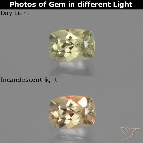 1.06ct 자연스러운 매우 밝은 노란색 색상 변화 디아스포어, 방석, VVS