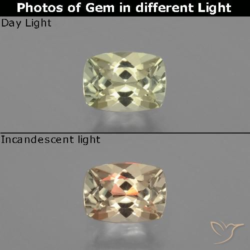 1.03ct 자연스러운 연노랑 색상 변화 디아스포어, 방석, VVS