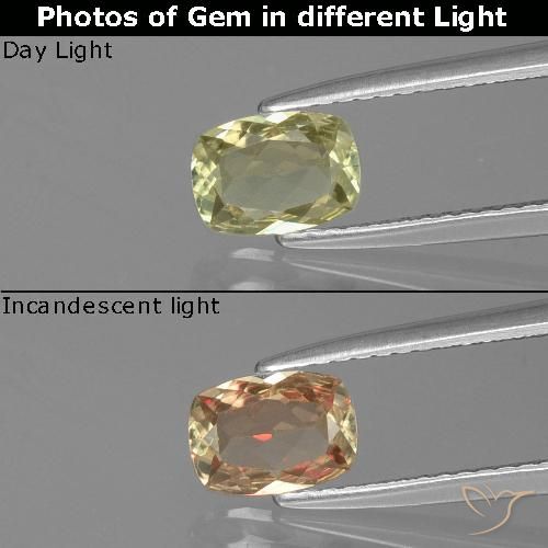 0.73ct 자연스러운 매우 옅은 노란색 색상 변화 디아스포어, 방석, VVS