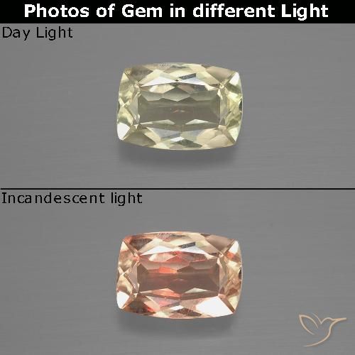 1.15ct 자연스러운 매우 밝은 노란색 색상 변화 디아스포어, 방석, VVS-VS