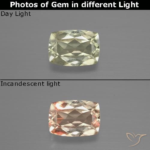 1.16ct 자연스러운 옅은 노랑 색상 변화 디아스포어, 방석, VS