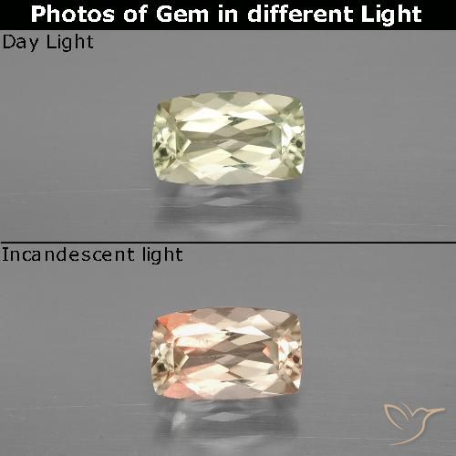 1.16ct 자연스러운 매우 밝은 노란색 색상 변화 디아스포어, 방석, VVS-VS