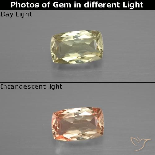 1.17ct 자연스러운 옐로우 베이지 색상 변화 디아스포어, 방석, VVS