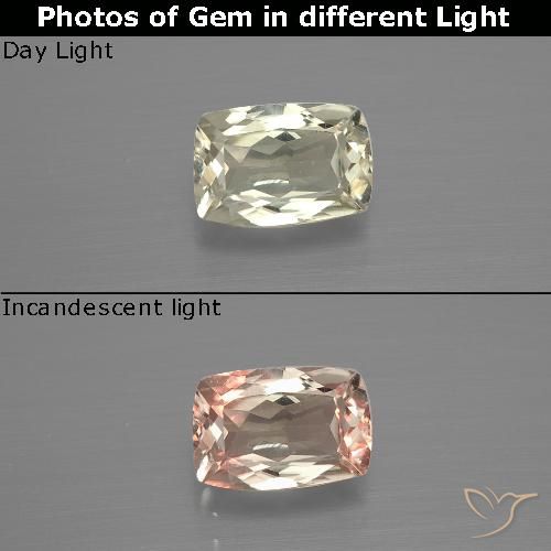 1.11ct 자연스러운 연노랑 색상 변화 디아스포어, 방석, VVS-VS