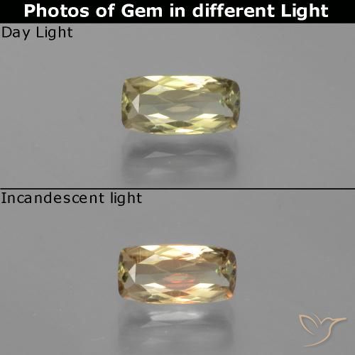 1.70ct 자연스러운 연노랑 색상 변화 디아스포어, 방석, VS
