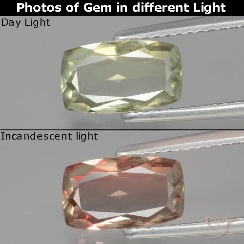 1.26ct 자연스러운 매우 밝은 노란색 색상 변화 디아스포어, 방석, VVS-VS