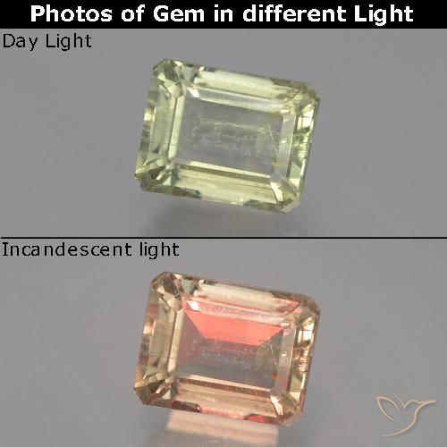 1.41ct 자연스러운 매우 밝은 노란색 색상 변화 디아스포어, 에메랄드 컷, VS-SI