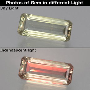 1.62캐럿 천연 매우 밝은 노란색 색상 변화 디아스포어, 에메랄드 컷, VS-SI