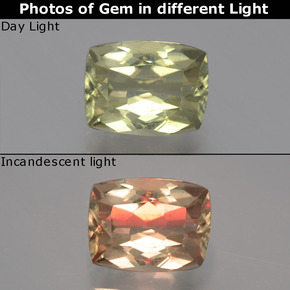 1.66캐럿 천연 그린/핑크 색상 변화 디아스포어, 쿠션 컷, VVS-VS