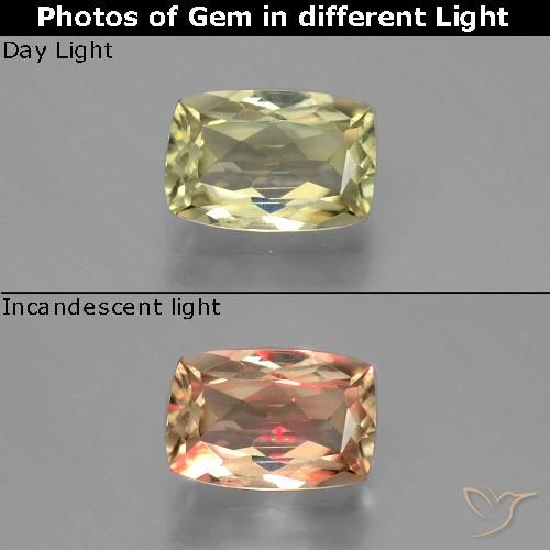 1.22ct 자연스러운 매우 밝은 노란색 색상 변화 디아스포어, 방석, VS