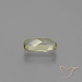 1.27캐럿 천연 매우 연한 옐로우 컬러체인지 디아스포어, 쿠션 컷, 8.7×4.9 mm, VVS-VS