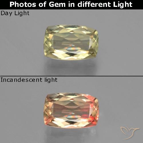 1.20ct 자연스러운 갈황색 색상 변화 디아스포어, 방석, VVS-VS