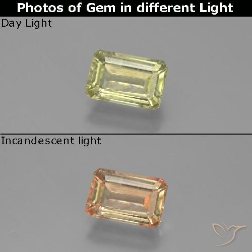 1.05ct 자연스러운 연노랑 색상 변화 디아스포어, 에메랄드 컷, VS