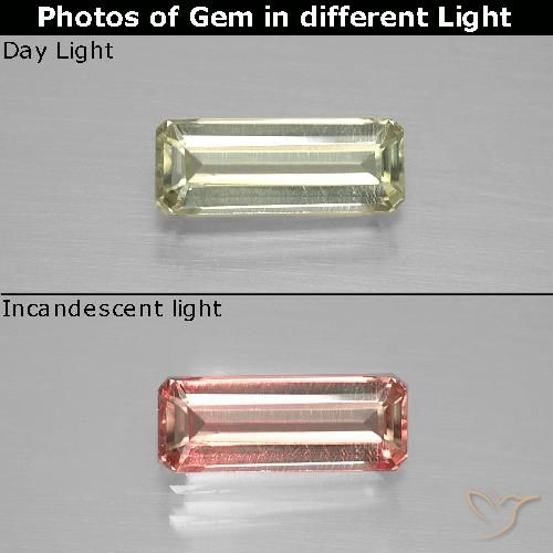 1.11ct 자연스러운 매우 밝은 노란색 색상 변화 디아스포어, 에메랄드 컷, VS