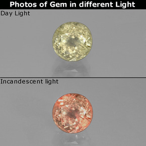 1.29캐럿 천연 그린/핑크 컬러체인지 디아스포어, 라운드 컷, 6.09 mm, SI