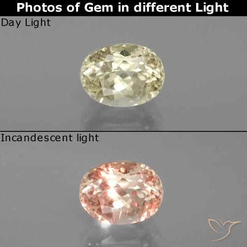 1.00ct 자연스러운 연노랑 색상 변화 디아스포어, 배 모양, VS-SI