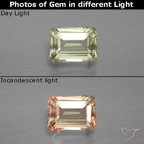 1.01ct 자연스러운 연노랑 색상 변화 디아스포어, 에메랄드 컷, VS