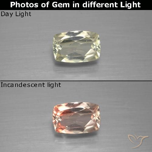 0.94ct 자연스러운 매우 밝은 노란색 색상 변화 디아스포어, 방석, VVS-VS