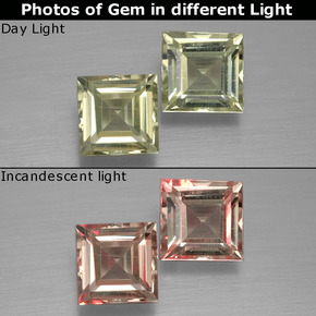 캐럿 천연 그린/핑크 컬러체인지 디아스포어 보석, 스퀘어, 5.5×5.5 mm, VS
