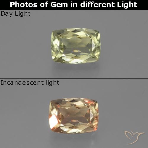 1.14ct 자연스러운 연노랑 색상 변화 디아스포어, 방석, VS
