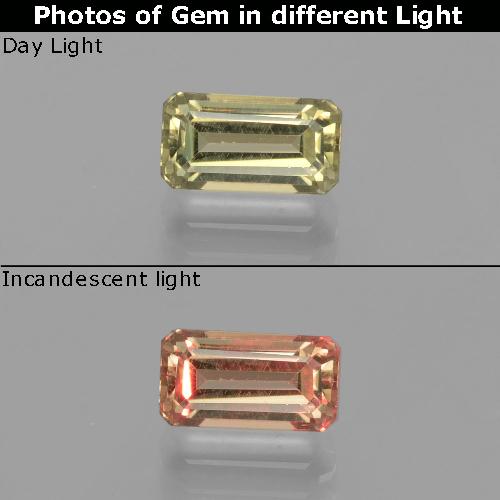 1.60캐럿 천연 따뜻한 노란색 컬러체인지 디아스포어, 에메랄드 컷, 8.4×4.5 mm, VS