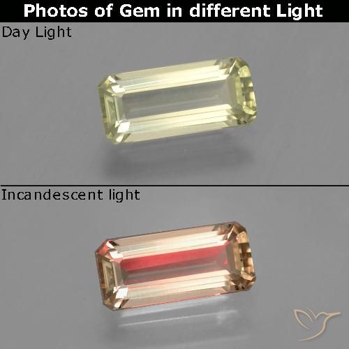 1.22ct 자연스러운 흙빛 노란색 색상 변화 디아스포어, 에메랄드 컷, VVS-VS