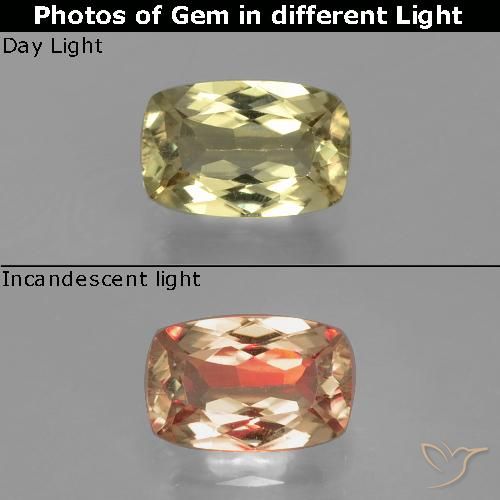 1.25ct 자연스러운 매우 밝은 노란색 색상 변화 디아스포어, 방석, VVS-VS