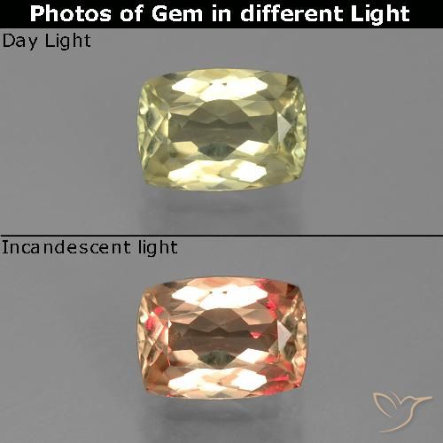 1.06ct 자연스러운 매우 밝은 노란색 색상 변화 디아스포어, 방석, VVS-VS