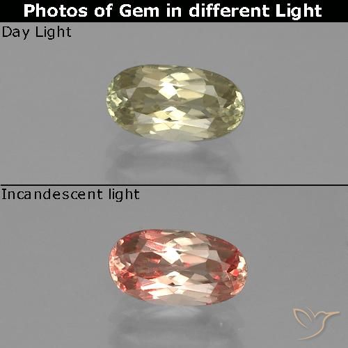 1.04ct 자연스러운 연노랑 색상 변화 디아스포어, 타원형, VVS-VS