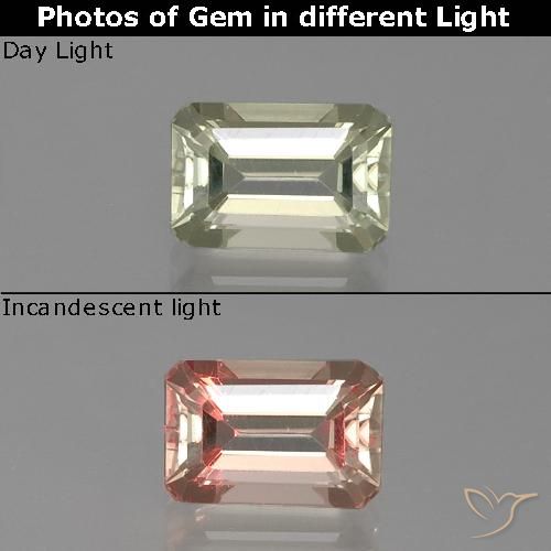 1.31ct 자연스러운 매우 밝은 노란색 색상 변화 디아스포어, 에메랄드 컷, VVS-VS