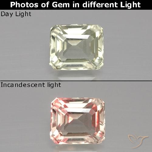 1.19ct 자연스러운 밝은 노란색 녹색 색상 변화 디아스포어, 에메랄드 컷, VVS-VS