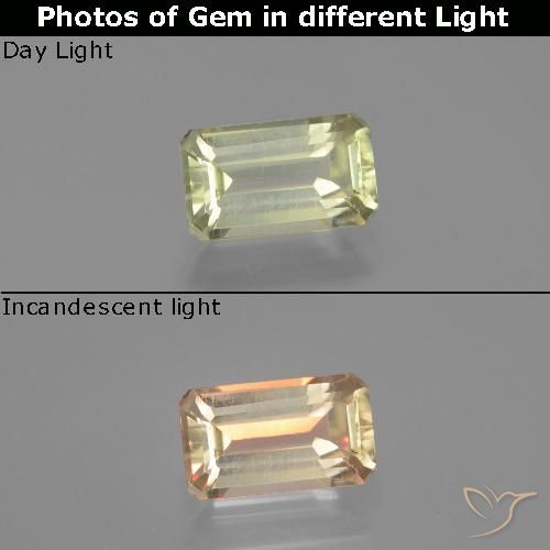 1.62ct 자연스러운 연노랑 색상 변화 디아스포어, 에메랄드 컷, VVS-VS