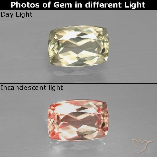 1.04ct 자연스러운 연노랑 색상 변화 디아스포어, 방석, VVS
