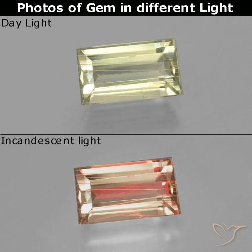 1.58ct 자연스러운 매우 밝은 노란색 색상 변화 디아스포어, 바게트, VS