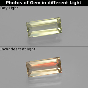 1.96캐럿 천연 녹색에서 분홍색으로 색상 변화 디아스포어, 바게트, VVS