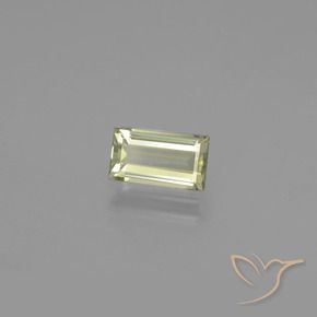1.41캐럿 천연 매우 연한 옐로우 컬러체인지 디아스포어, 바게트, 8.4×4.8 mm, VVS