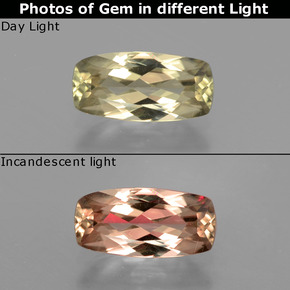 1.35캐럿 천연 그린/핑크 색상 변화 디아스포어, 쿠션 컷, VVS-VS