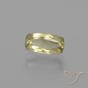 1.44캐럿 천연 매우 연한 옐로우 컬러체인지 디아스포어, 쿠션 컷, 9.1×4.7 mm, VVS-VS