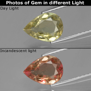1.02캐럿 천연 그린/핑크 컬러체인지 디아스포어, 배 모양, 8.4×6.1 mm, VVS-VS